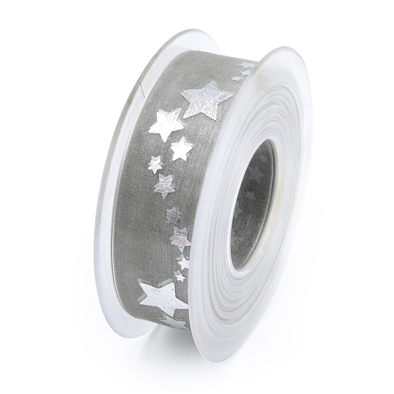 Transfronterizo nueva estrella de cinco puntas Cinta de Oro de plata caliente decoración de Navidad embalaje de regalo cinta de nieve Navidad 20 m