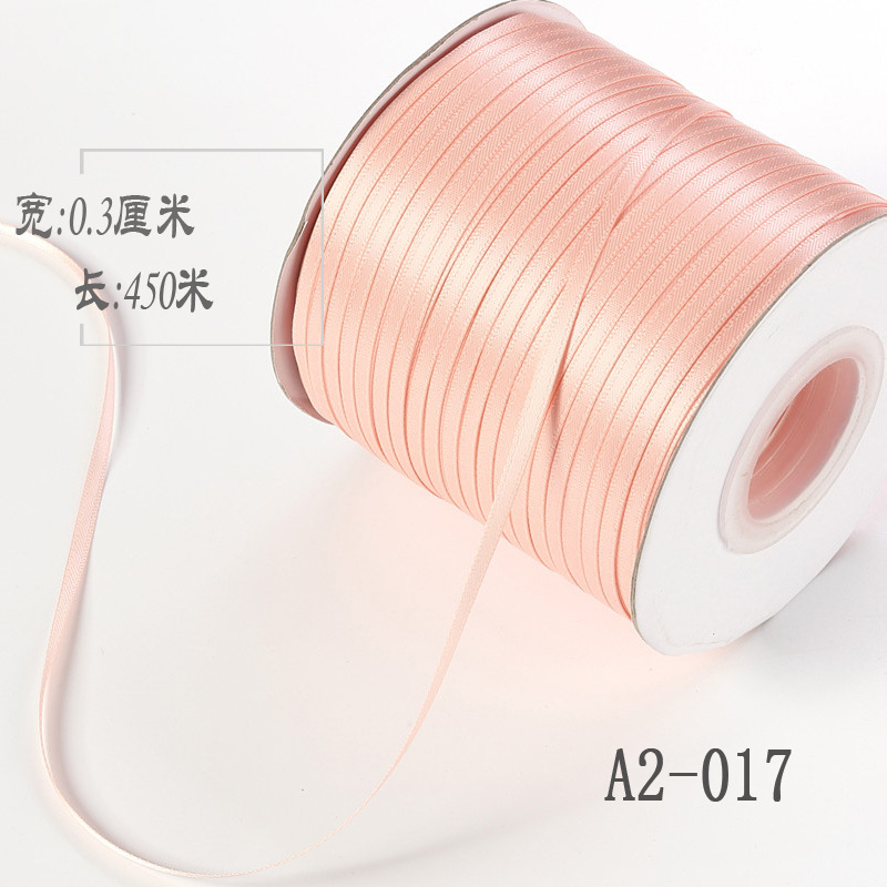 3mm de doble cara cinta de poliéster arco DIY cinta globo cuerda etiqueta grano embalaje fino cinta ropa satén