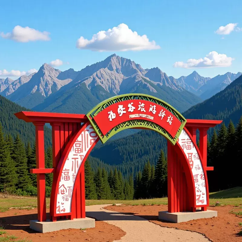 大型不锈钢景观门雕塑户外广场园区入口钢结构拱门景观造型厂家