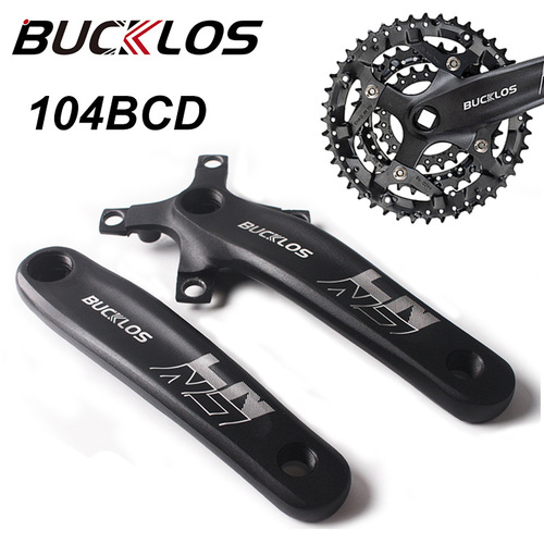 BUCKLOS mountain bike square hole crank aluminum alloy black 104BCD/170mm universal cross-border straight hair