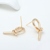 Copper glossy silver needle, earrings, accessory, Korean style, 14 carat, silver 925 sample