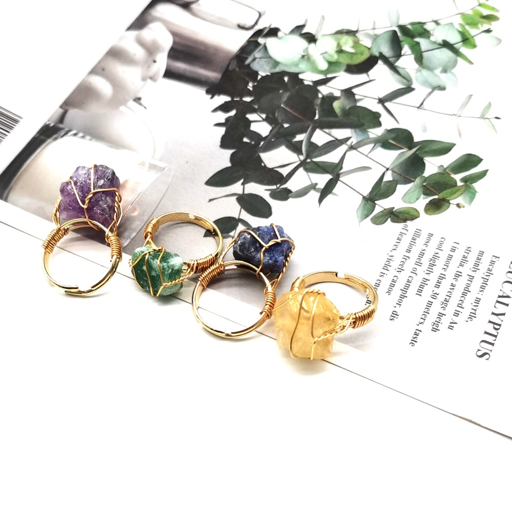 Ethnic Style Geometric Metal Plating Natural Stone Open Ring display picture 4