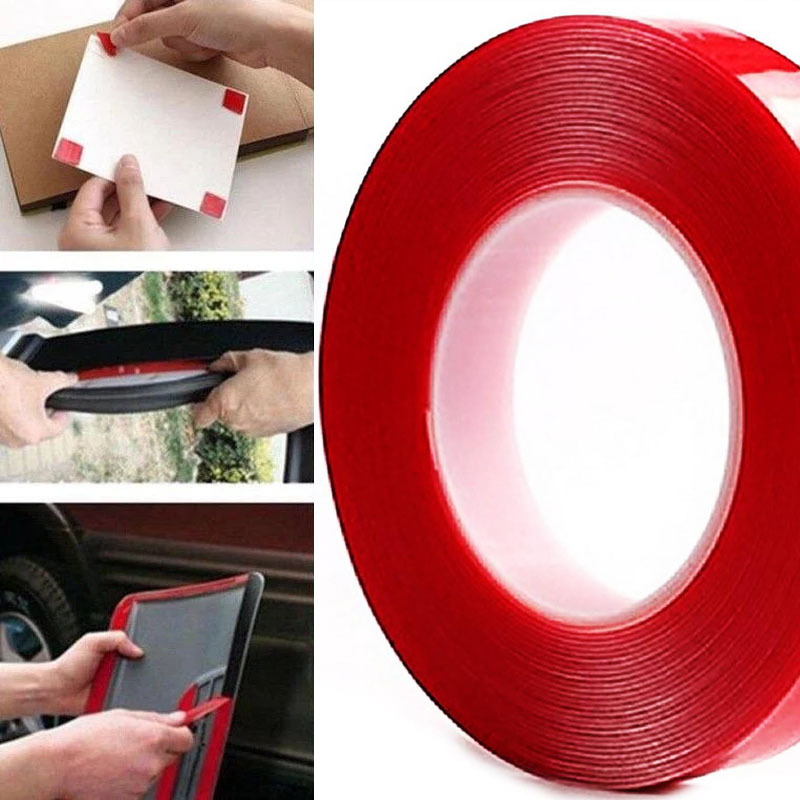 红膜亚克力双面胶透明无痕纳米胶带汽车防水高粘双面胶带对联胶贴