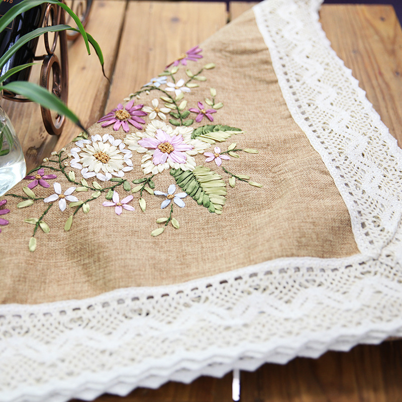 Jinhao bordado DIY mantel tela pastoral pequeño fresco rectangular mesa de café mantel cuadrado mantel