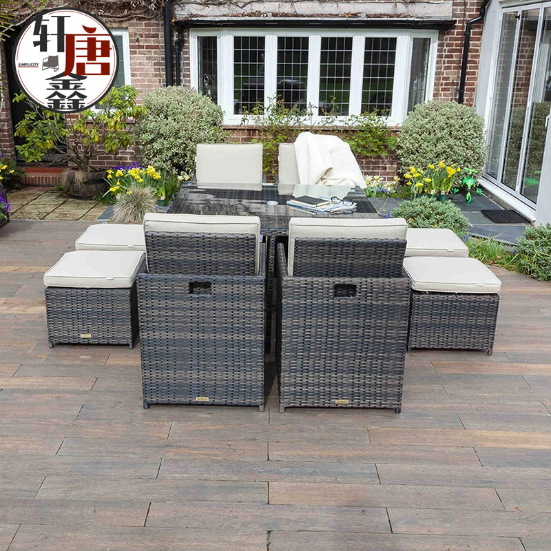 Mesa y silla al aire libre de caña silla mayorista balcón ocio de cinco piezas patio muebles al aire libre de caña combinación de mesa y silla