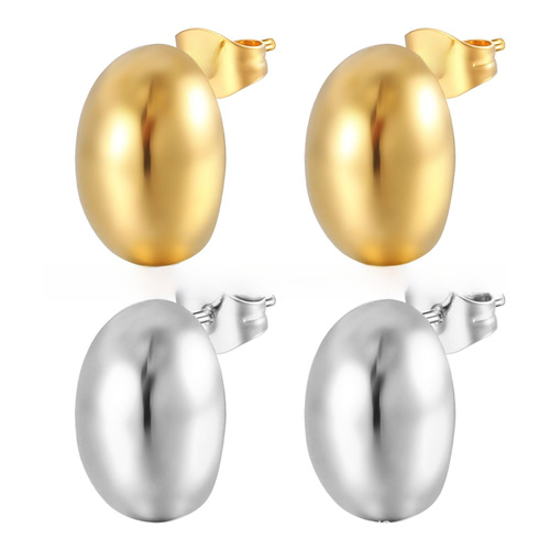 Vintage European and American Stainless Steel Hoop Earrings Unique Design High-End Women's Gold Bead Earrings Trendy Earrings Wholesale