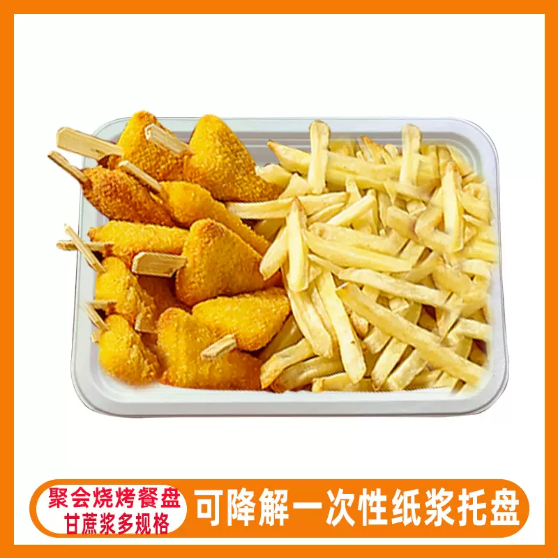 一次性餐盘纸托盘正方形烘焙纸盘露营烧烤盘托可降解甘蔗浆餐具