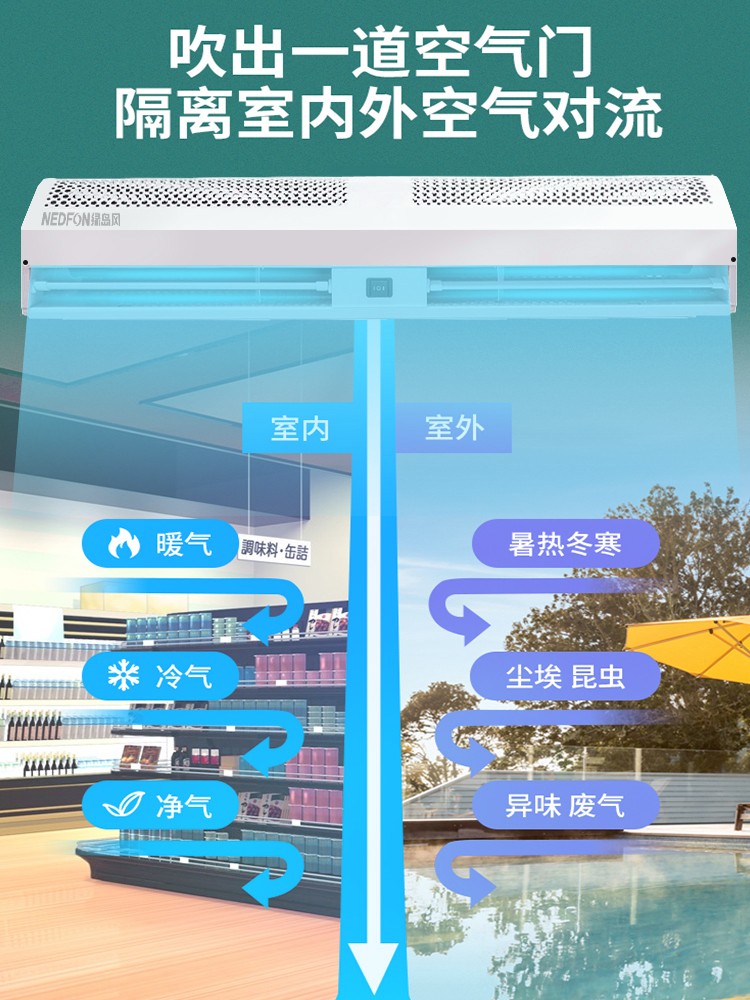 j8门口隔热冷库防虫防尘风帘机空气幕超市风绿岛餐饮风幕机商用g3