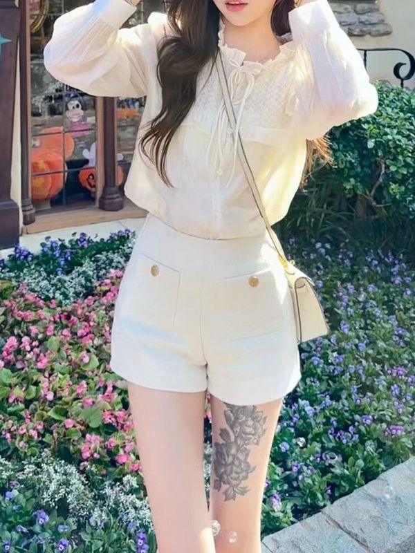 Woolen Shorts Women's Autumn and Winter New High-End Casual Small Fragrance Tweed High-Waist Slimming Look A-Line Loose Wide-Leg Pants