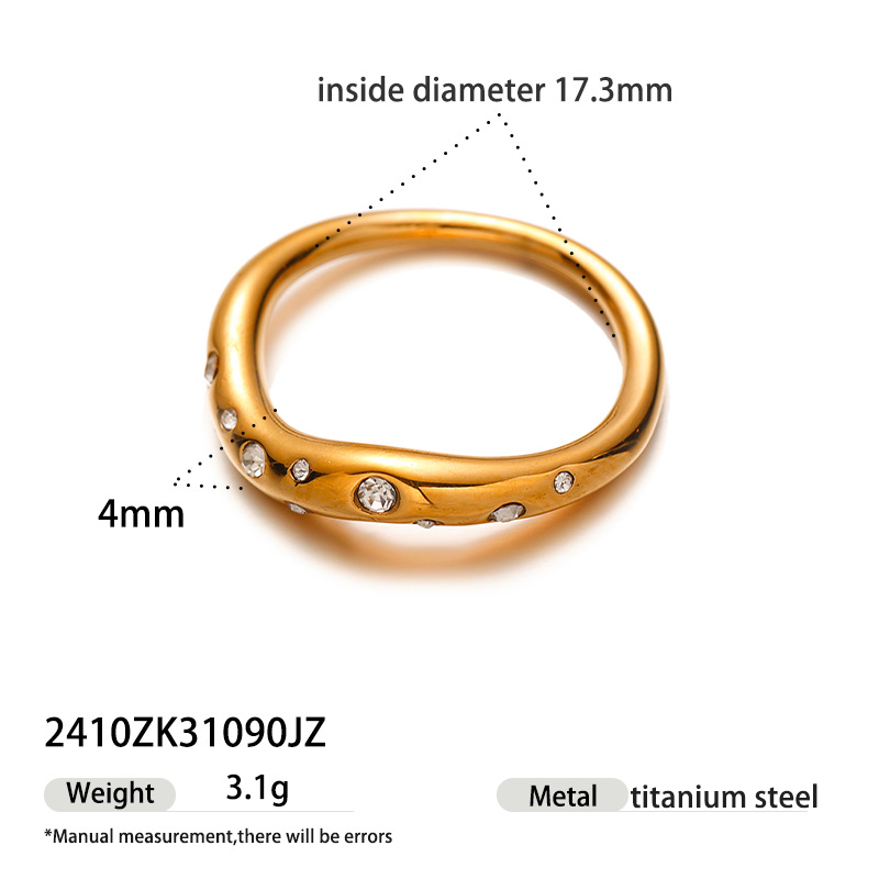 Anillo de acero inoxidable europeo y americano de Tena, diseño de nicho femenino, anillo de acero de titanio con incrustaciones de todo fósforo, joyería de explosión transfronteriza