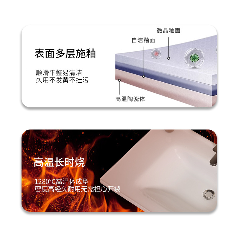 Lavabo de cerámica de un solo orificio lavabo de un solo orificio lavabo semiempotrado lavabo de baño lavabo de balcón lavabo bajo encimera