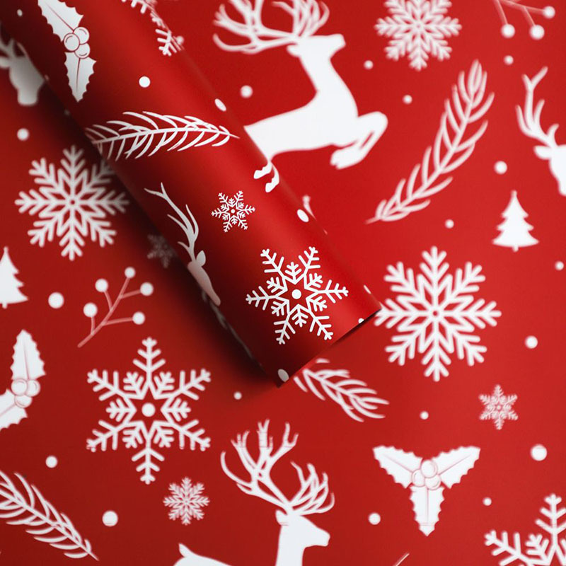 Material de ramo navideño de doble cara impresión en color bolsa kraft papel de flores caja de regalo papel de regalo de navidad