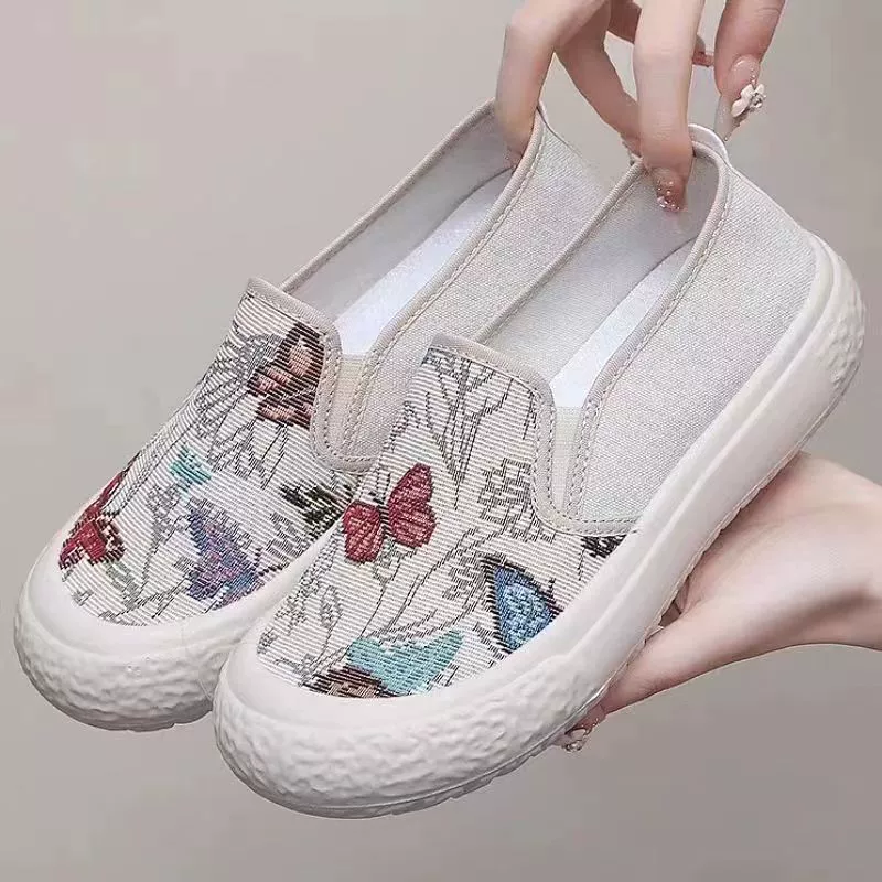 Новая модель холст обувь женская мягкая подошва обувь рыбака с толстой подошвы, обувь из ткани, нескользкая, износостойкая, дышащая повседневная мода
