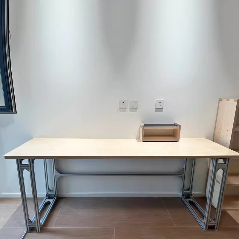 Minimalist Rectangular Dining Table and Computer Desk Made of Birch Plywood and Aluminum Frame, Freely Combinable Minimalist Rectangular Dining Table and Computer Desk Made of Birch Plywood and Aluminum Frame, Freely Combinable