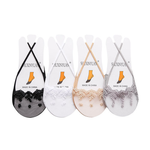 Boat socks lace half palm socks women's summer suspenders invisible half drag high heels sexy socks thin shallow mouth socks