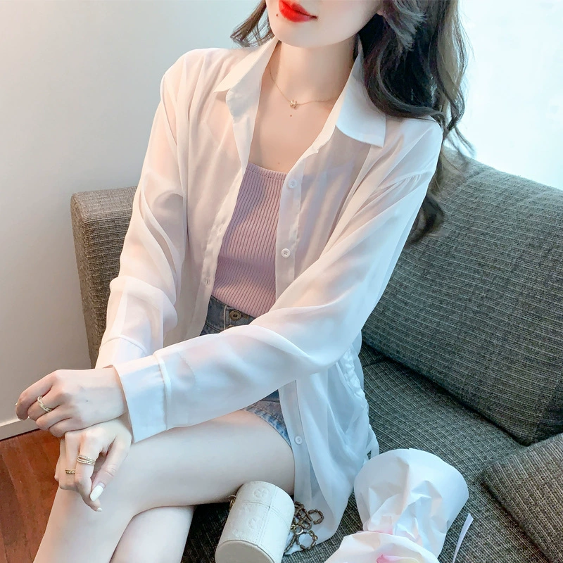 Летняя женская одежда из тонкого шелка-айс, защита от солнца, новинка 2025 года, шифоновая рубашка-жакет