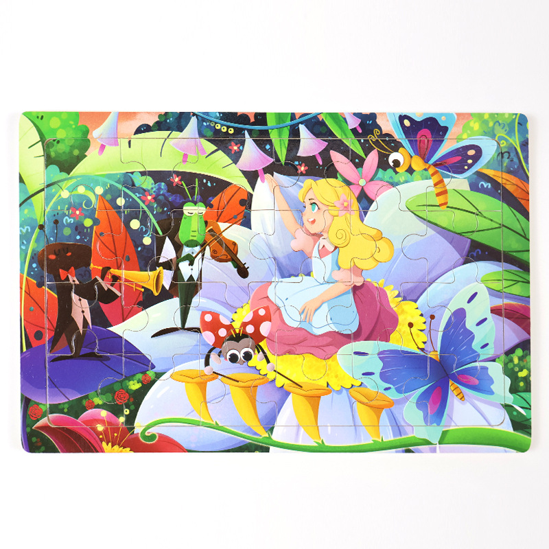 Madera 24 piezas de dibujos animados dinosaurios puzzle de madera plano juguetes de inteligencia infantil