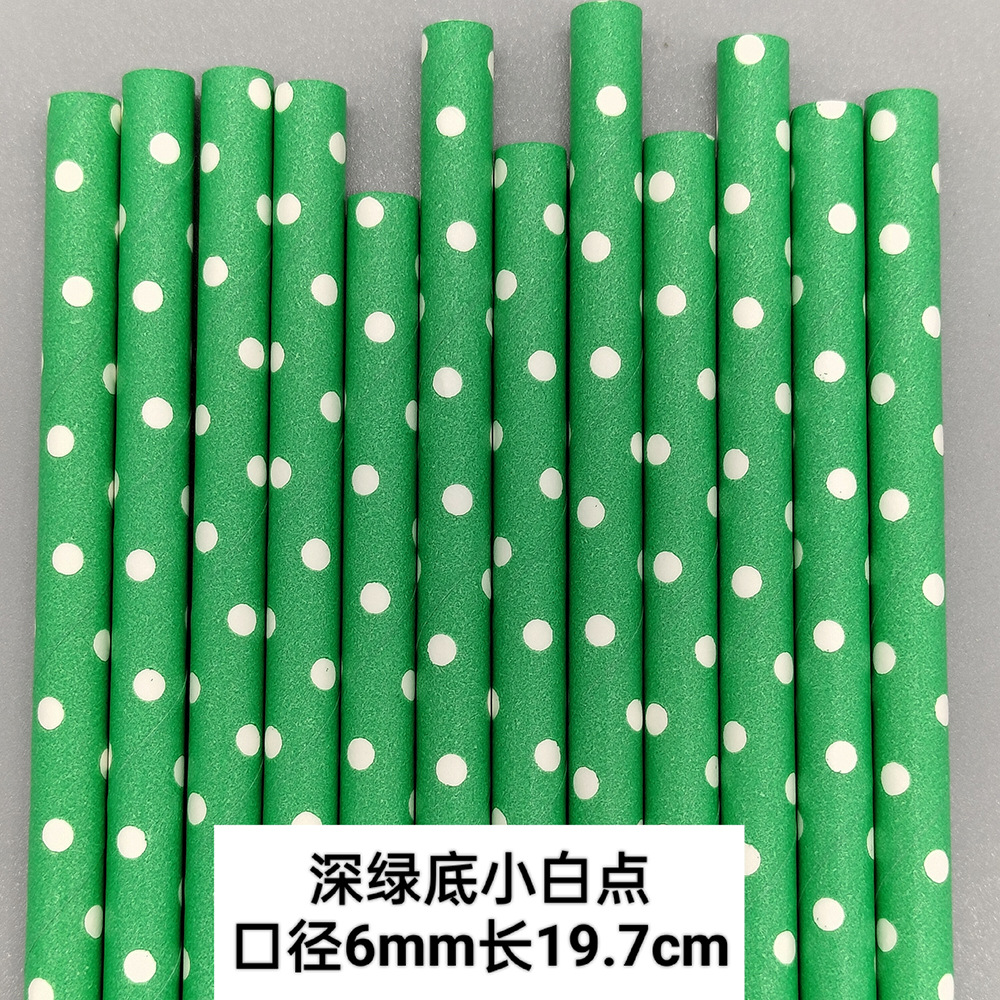 Red de papel rojo paja desechable degradable color dot papel paja jugo bebida postre Mesa decorativa paja
