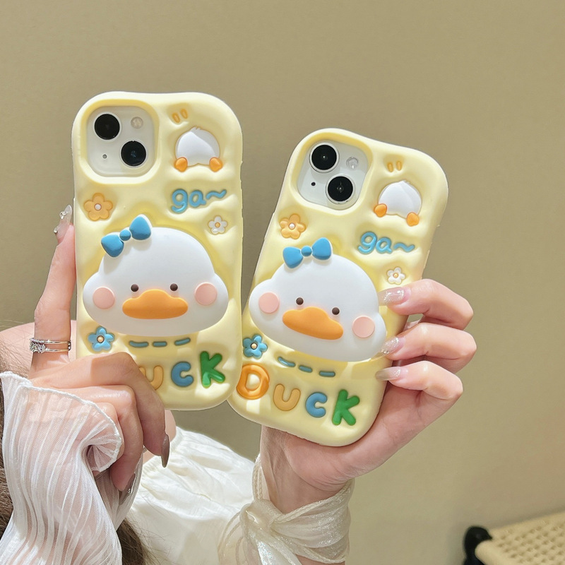 Bracket Duck Iphone15Pro/16 Mobile Phone Case 14Pm Silicone 13P Soft Shell 12Promax Women's Case