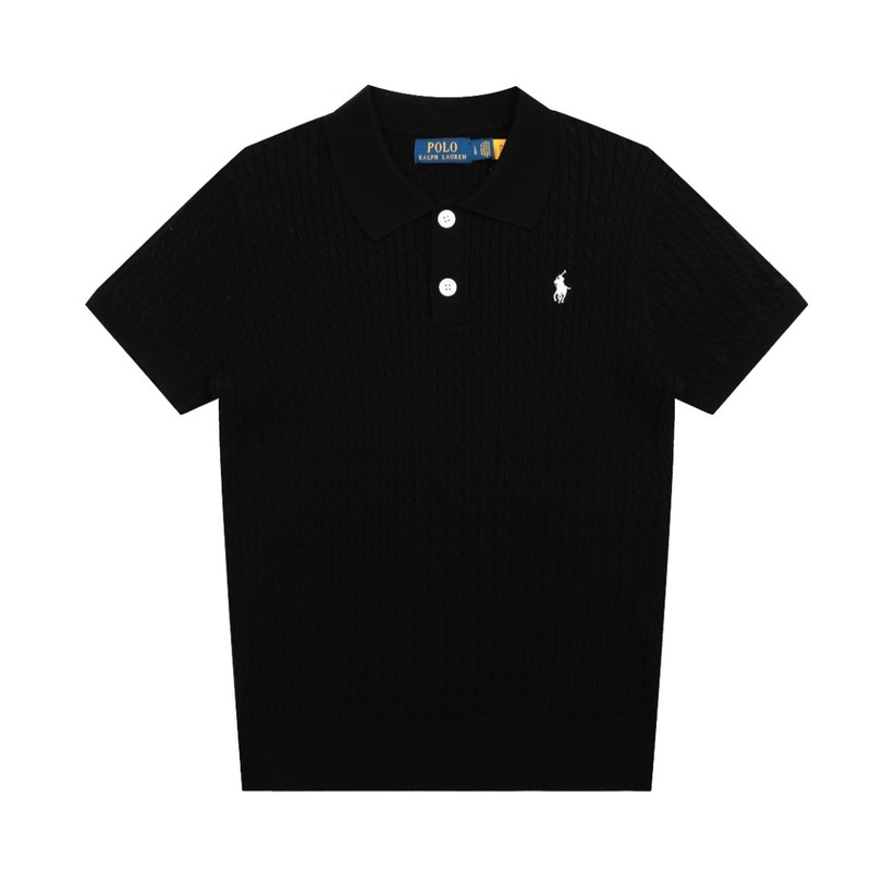 2025 スキャン可能 R*L ホームポニーロゴ刺繍 POLO 半袖セーター 小さなツイストラペル シンプル Tシャツ トップス|undefined