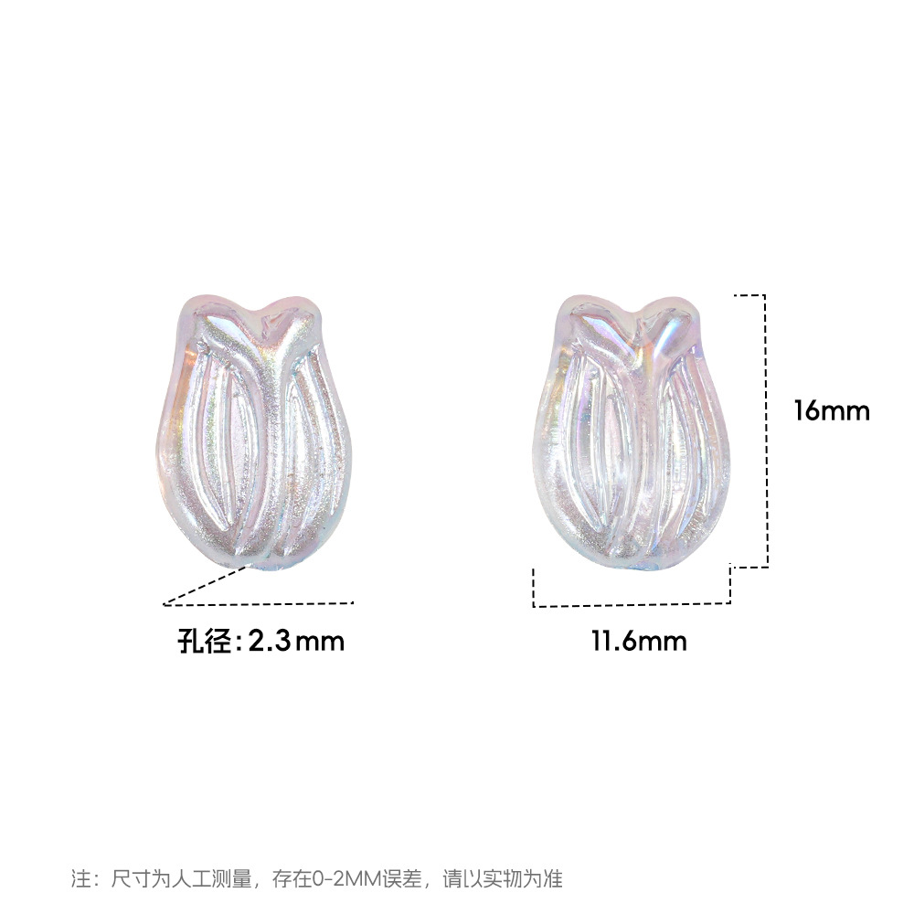 30 piezas de glaseado de azúcar, flores transparentes, tulipanes, cuentas, accesorios colgantes de cadena de teléfono móvil de bricolaje, cuentas de resina al por mayor