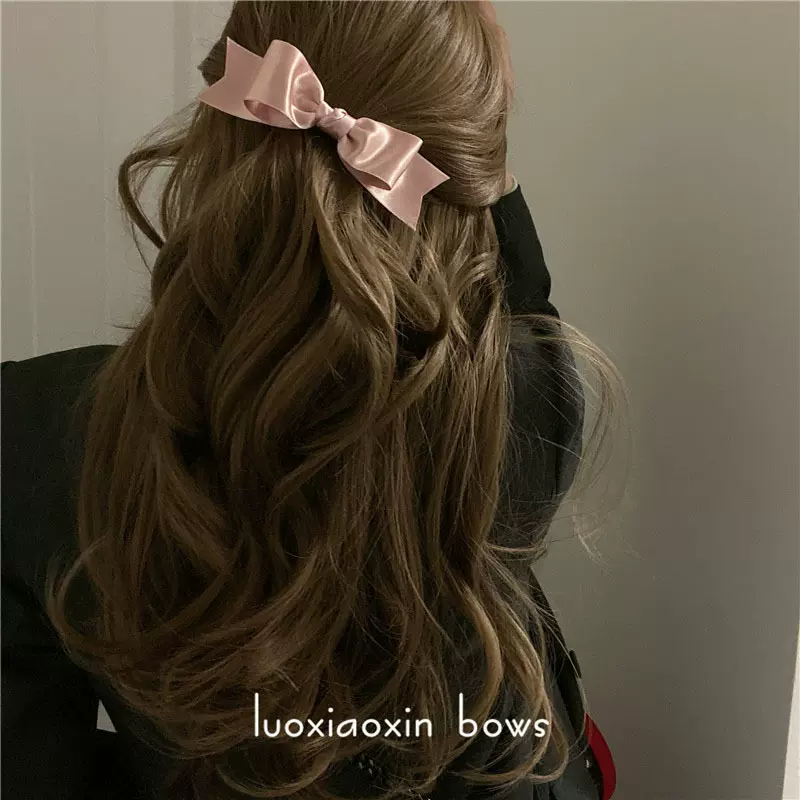 缎面一字弹簧夹简约淑女风发卡法式半扎发蝴蝶结发夹边夹顶夹头饰