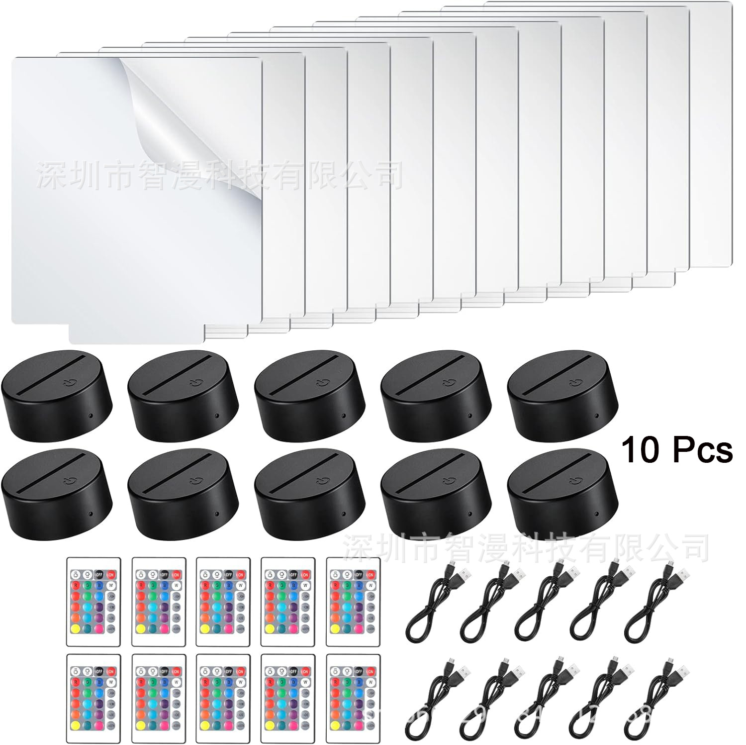 Transfronterizo nuevo exótico 3D luz de la noche titular USB Toque control Remoto colorido luz de la noche lámpara de mesa de acrílico combinación base