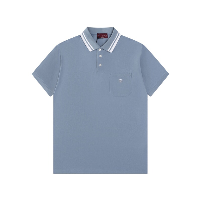 Nanyou high version GU new navy collar lapel POLO shirt GG letter small logo embroidery men's and women's short sleeve T-shirt