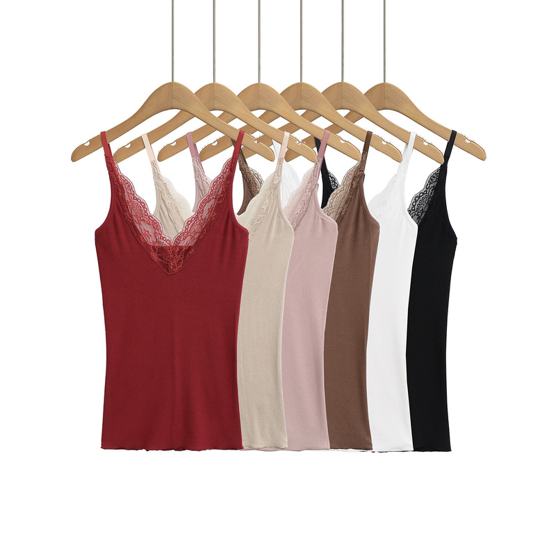 Sexy inner sleeveless strap top women's 2025 summer new care machine lace stitching small vest wholesale