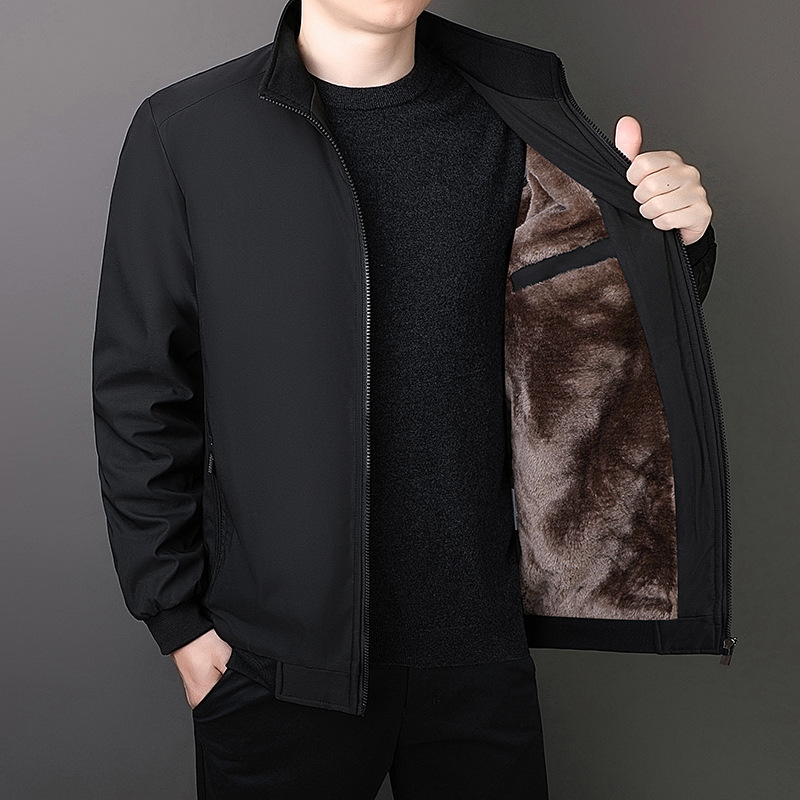 Papá de tamaño extra otoño y invierno con algodón de terciopelo de mediana edad con abrigo caliente de algodón de cuello de hombre ropa de algodón casual abuelo