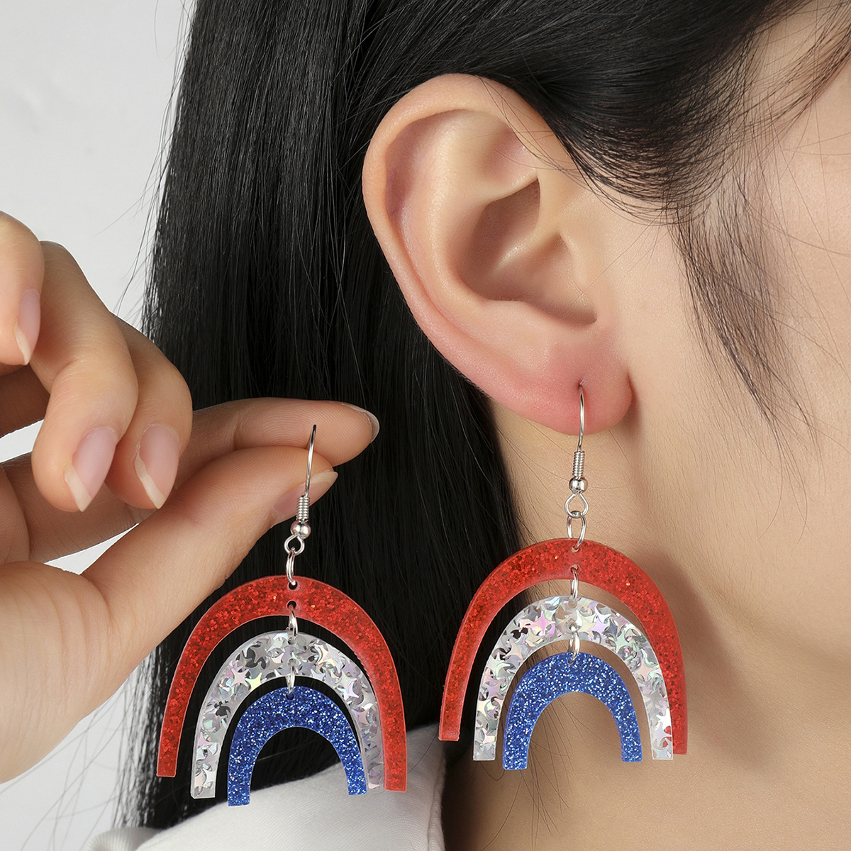 Design rainbow geometric acrylic earrings