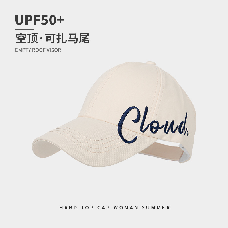 可扎高马尾空顶棒球帽女夏季户外运动跑步遮阳防晒帽鸭舌帽显脸小|undefined