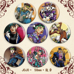 JOJO Bizarre Adventure Badge: Katsuragi & Josuke Anime Merchandise Pendant Accessory – Laser Double-Shimmering Giorno Pin