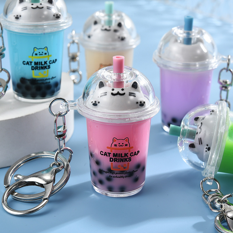 Creative Cute Milk Tea Cup Cat Pearl Milk Tea Keychain Cyber Celebrant Fushy Bottle Car Key Chain Bag Pendant Creative Cute Milk Tea Cup Cat Pearl Milk Tea Keychain Cyber Celebrant Fushy Bottle Car Key Chain Bag Pendant