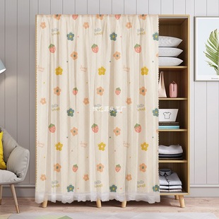 Cabinet Curtain Without Door, Magic Tape Curtain, Dustproof Curtain, Door Curtain, Partition Curtain, Self-Adhesive Half Curtain, Wardrobe Curtain