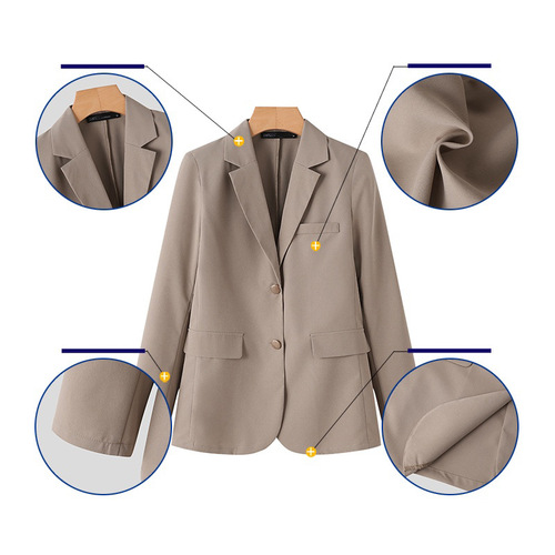 TikTok khaki suit jacket for women, petite size, trendy street fashion, Korean style casual suit set
