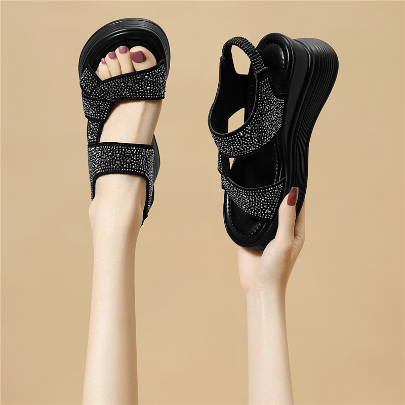 Sandal nữ đính đá đế dày mềm mại 2026 — 6144 Da đen, 6144 Màu be