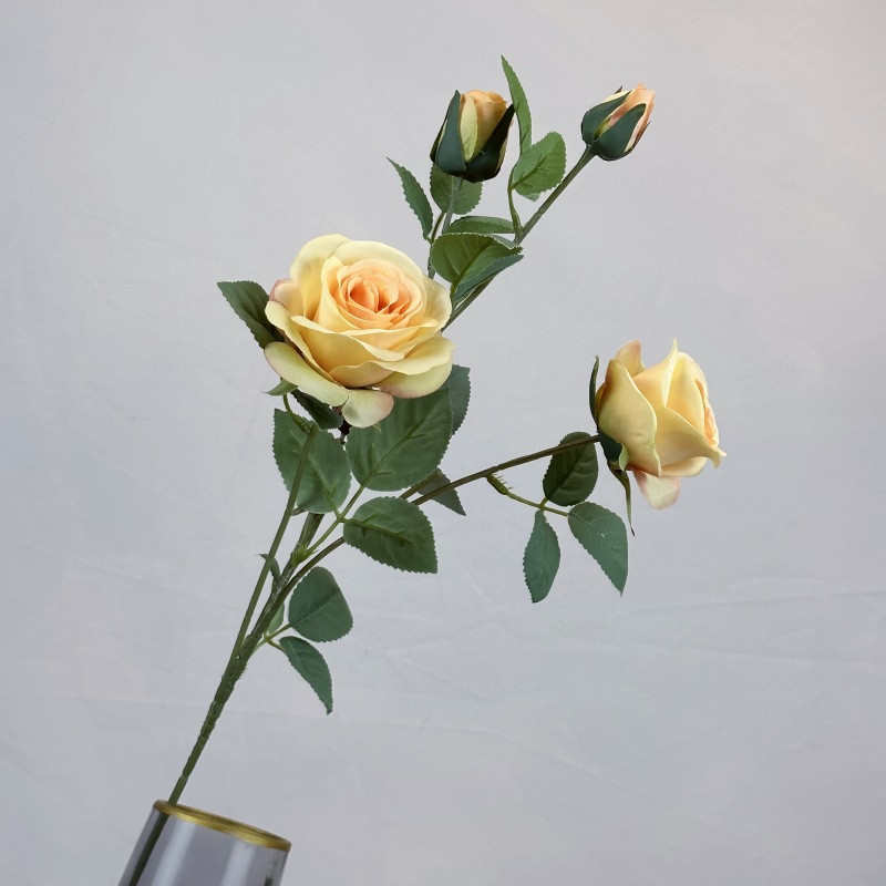 Arreglo Floral Artificial de Rosas de 4 Cabezas para Decoración de Bodas, Hoteles y Hogares, Decoración de Habitaciones de Boda, Flores de Seda, Flores Artificiales al por Mayor