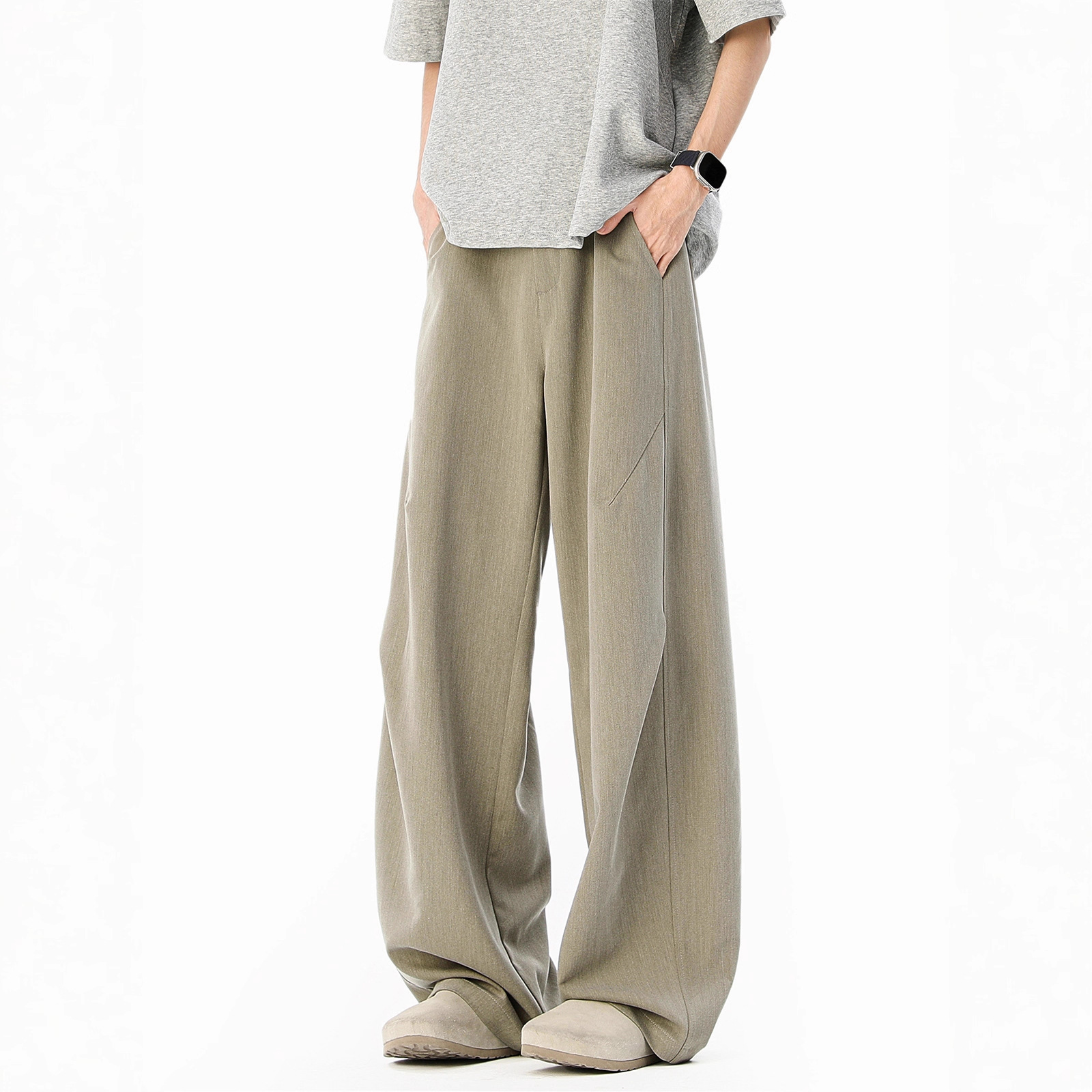 American-Style Pleated Drape Paratrooper Trousers Summer Trendy Loose Straight Wide-Leg Pants Versatile Casual Scimitar Pants Men's Clothing