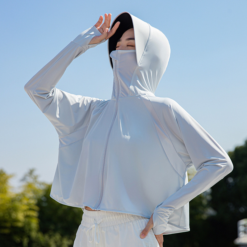ショール日焼け止め服女性用夏の新作紫外線防止黒色接着剤日焼け止めシャツアイスシルク日焼け止め服サイクリングカバーアップ|undefined