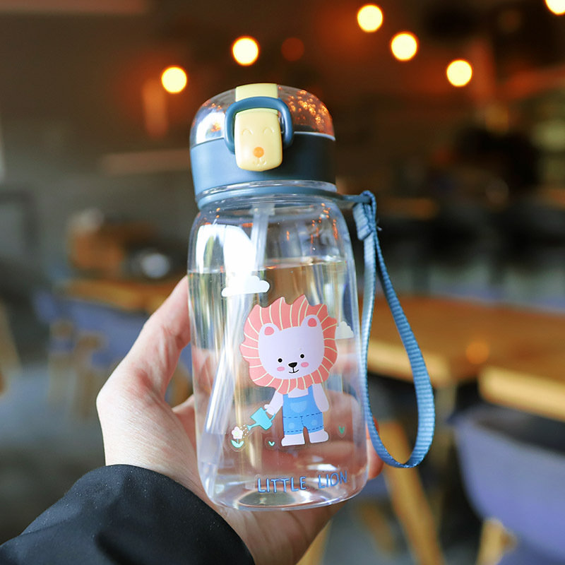 帮手SKU图-韩版大人可爱塑料吸管杯便携防摔少女心水杯背带学
