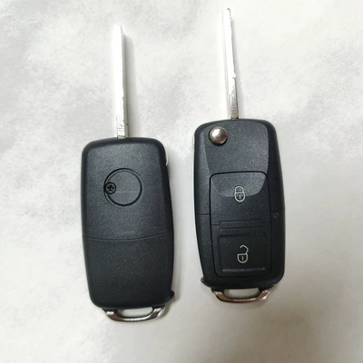 Suitable for Volkswagen B5 Passat, Lavida, Bora, Sagitar, Tiguan, foldable key shell replacement with blank key and holder (Car Keys) - 2-key-set-with-holder-and-blank-key