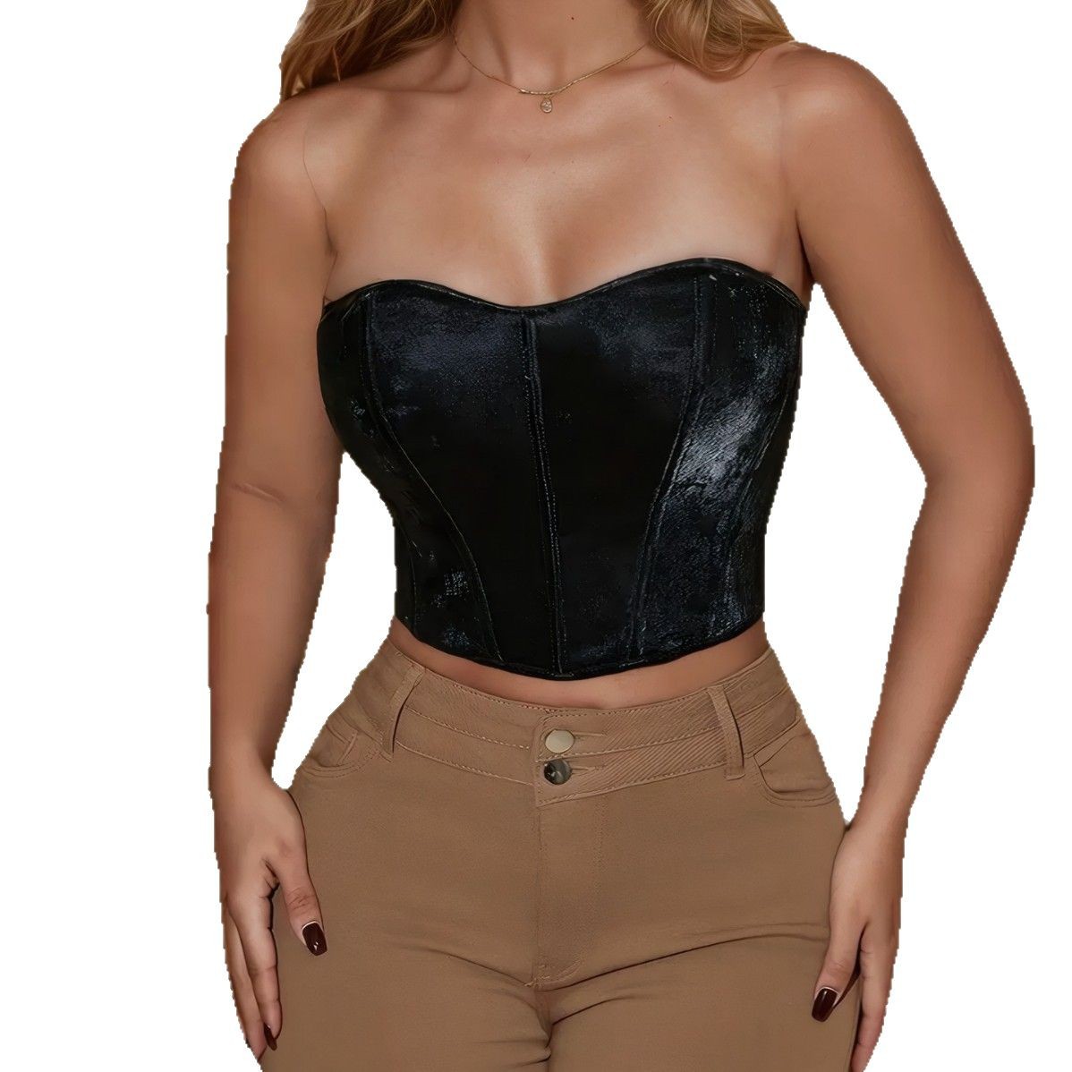 Europa y los Estados Unidos nuevos sutiles negros sin correa de hombros, soporte de pecho, cintura abdominal, chaqueta de plástico, suministro transfronterizo Aliexpress