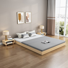 靠背平板实木双人软包矮地台床床架日式架床现代简约落地榻榻米床