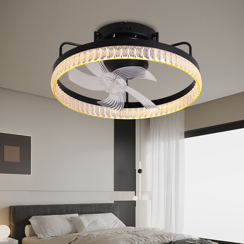 Ventilador de Techo con Luz de Acrílico y Hierro Inteligente Atenuable para Dormitorio