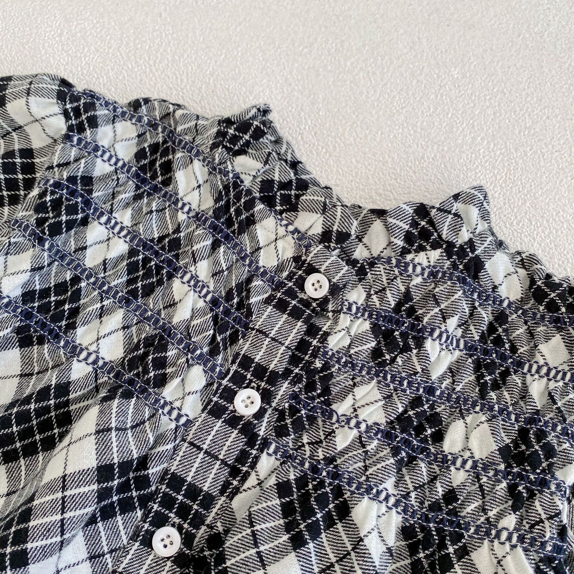 2024 Herbst/Winter Neue Baumwolle Weibliche Baby Karierten Langarm Top Strickjacke + Hose zweiteiliges Set_voghion.com