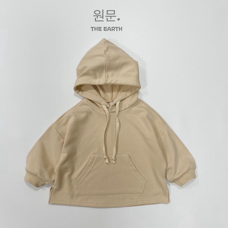 Korean clothing children's versatile autumn new item for boys and girls solid color plug-in pocket casual hooded long_voghion.com