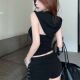 Pure Spice Girl American-style Hooded Camisole Women's Summer New Style Sleeveless Trendy Top with Chest Pad Outer Wear