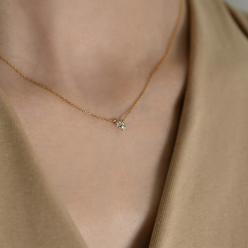 cable chain Chain Type 1 Piece Quantity 925 Sterling Silver Zircon Cable Chain Geometric Pendant Necklace