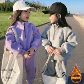 女童秋冬装套装2023新款卫衣韩版加厚保暖休闲洋气运动两件套外穿